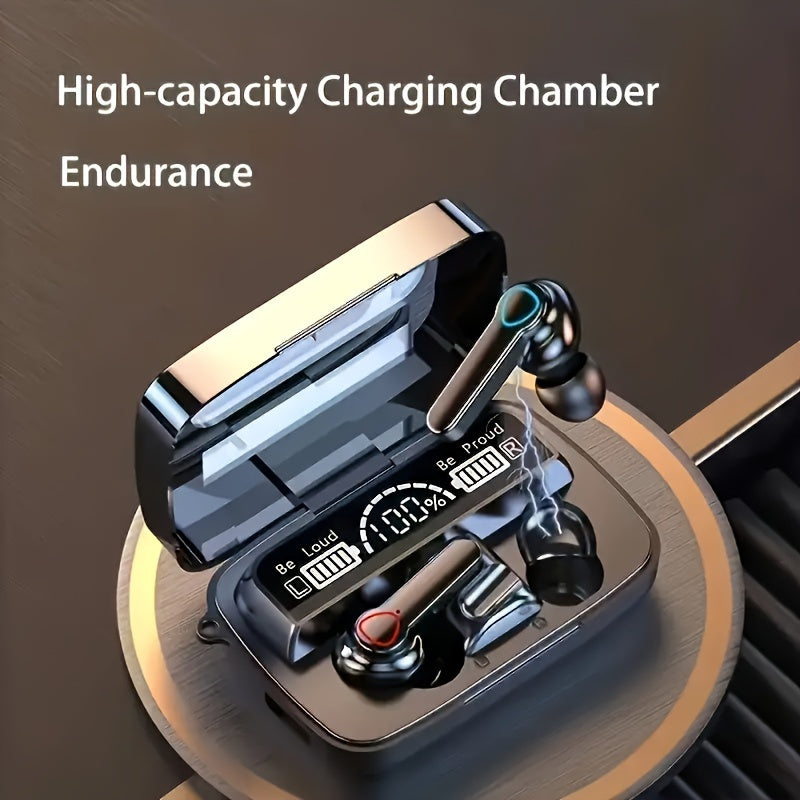 True Wireless In-Ear Headphones with LED Display, Noise Cancellation, Touch Controls, USB Charging, Lithium Battery - Rechargeable, Wireless, Volume Control, Wake-Up Motion Theater, Portable Headphone Case, Portable Headphone