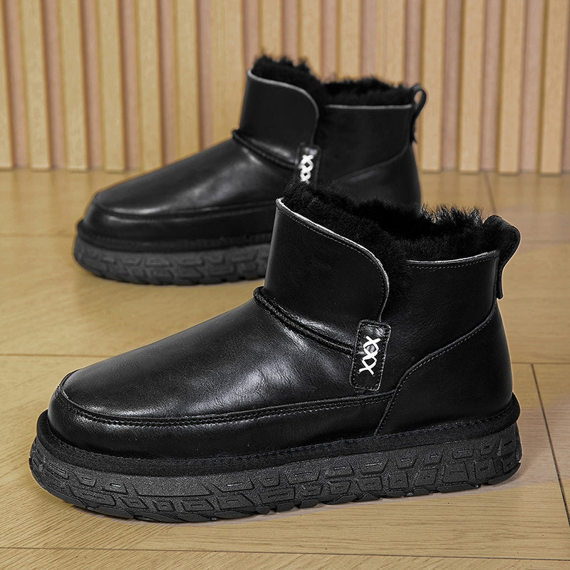 Men's Winter Snow Boots Warm Waterproof PU Leather Riding Boots