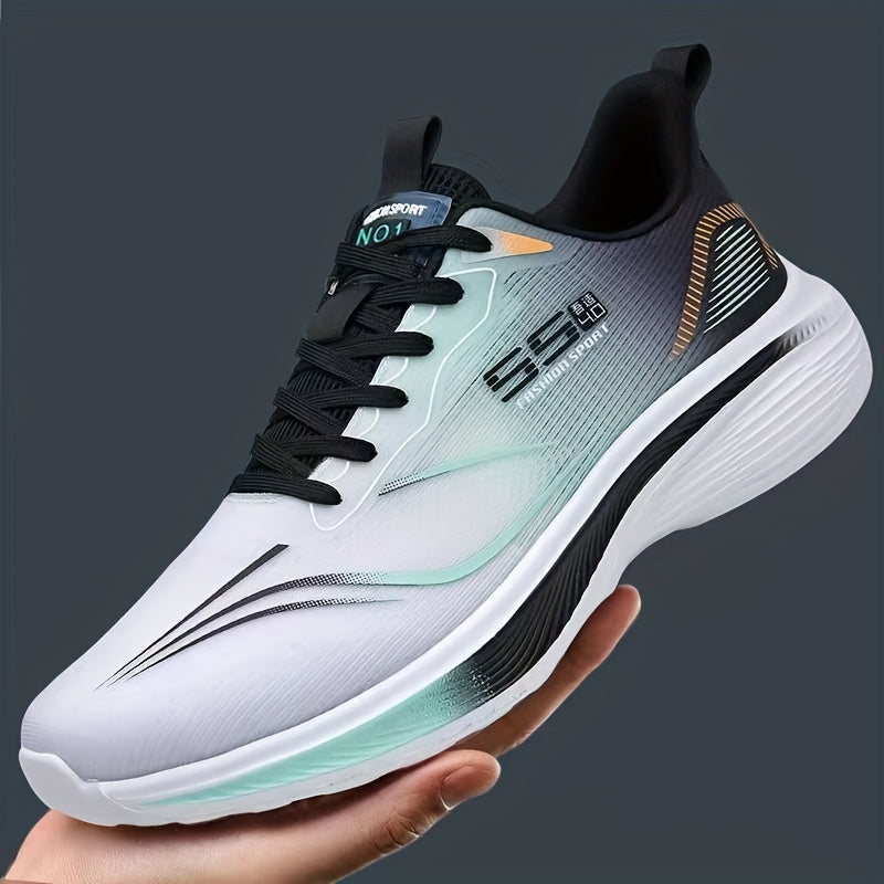 Men'S Breathable Mesh Running Shoes - Lightweight, Non-Slip, Shock-Absorbing Sneakers with Air Cushion Technology for Gym, Hiking Casual Wear - Black White Design, Gym Shoes
