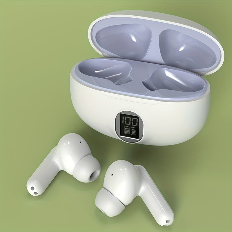 HiFi Sound TWS Wireless Earbuds with HD Display, Touch Controls, Long Battery Life, Wireless 5.0, Comfort Fit for Running, Yoga & Gaming - White, Beige, Black Options