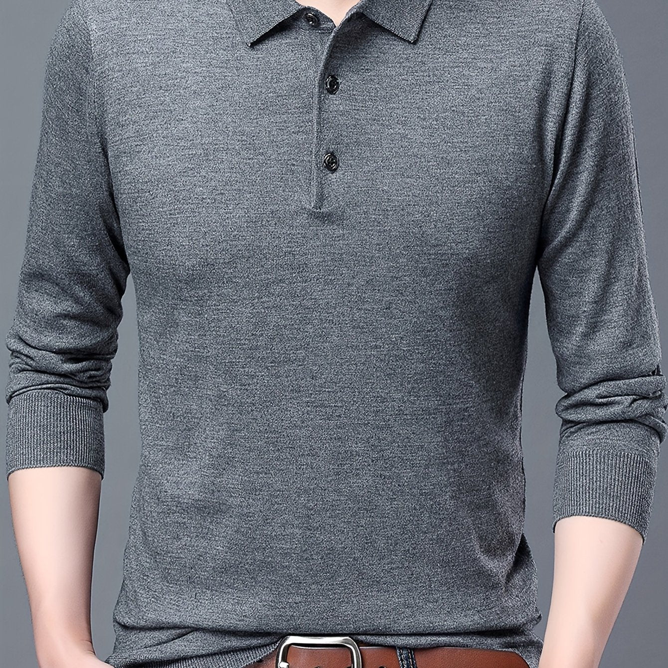 Men's 6% Wool Blend Thermal Long Sleeve Sweater Shirt - Anti-Pilling Casual Button-Up Collar Top for Layering, Soft Warm Pullover for Spring Fall Winter Outdoor & Casual Attire, Antipilling Fabric