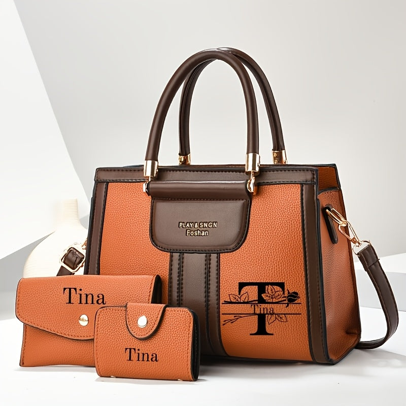 Vintage Red 3-Piece Mother-Daughter Bag Set with Custom Name