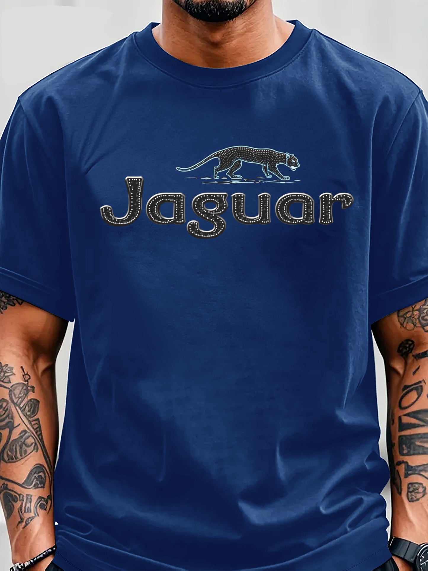 Men'S Jaguar Print Y2K Style T-Shirt - Red, Breathable Comfortable Short Sleeve Crew Neck Tee for Casual Wear, Outdoor Activities, and Everyday Comfort, Everyday Clothing Y2K Fashion Tee Comfortable Fit