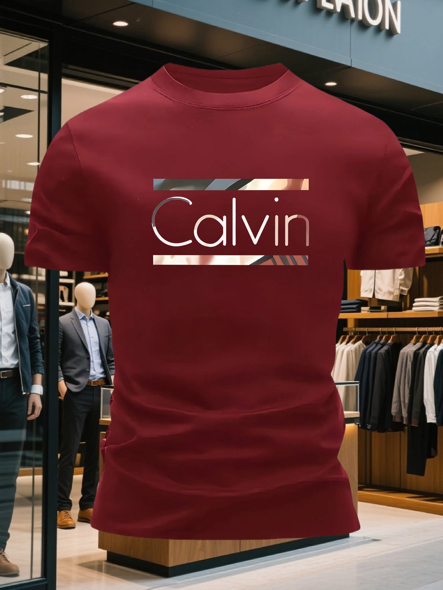 Men'S Bright Pink CALVI Graphic T-Shirt - Soft Breathable 100% Cotton Crewneck Tee, Everyday Casual Shirt for Office, Outings Gym - Minimalist Modern Top, Comfortable Clothing, Stylish Letter Print, Durable Fabric, Short Sl