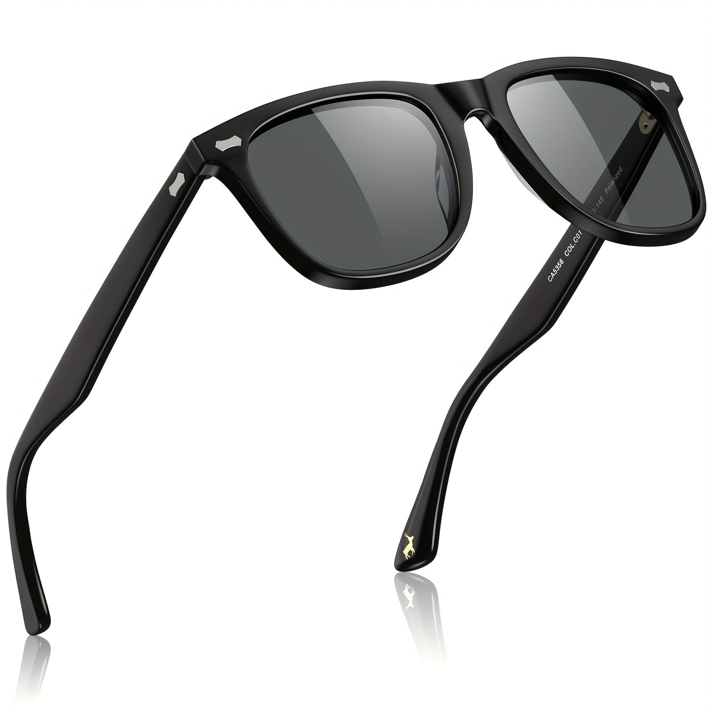 CARFIA Square Polarized Glasses For Men UV400 Protection Retro Acetate Italian Hand-crafted Driving Shades