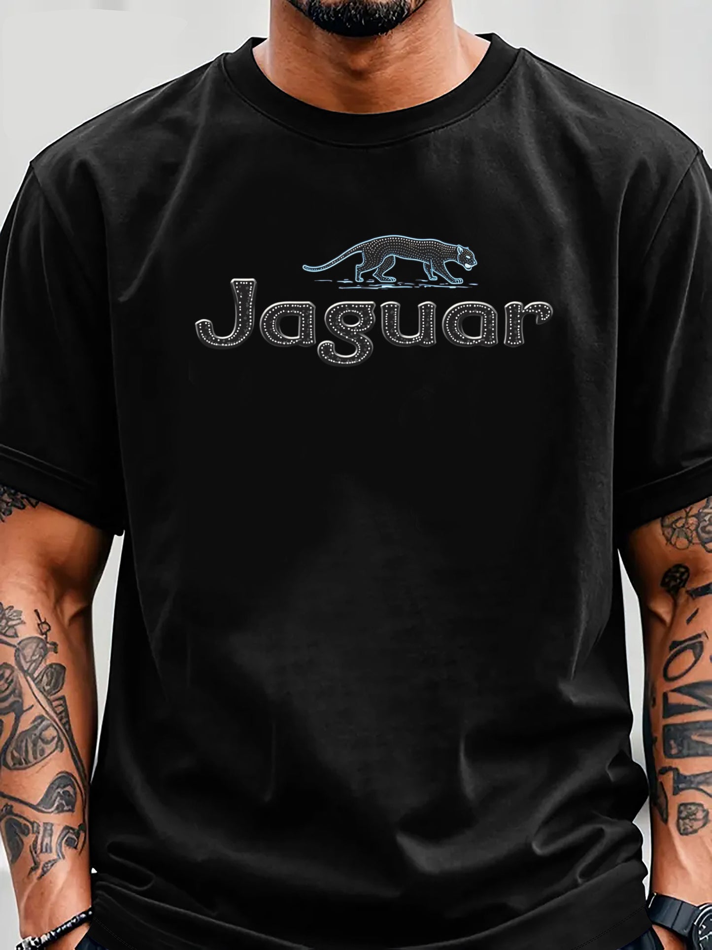 Men'S Jaguar Print Y2K Style T-Shirt - Red, Breathable Comfortable Short Sleeve Crew Neck Tee for Casual Wear, Outdoor Activities, and Everyday Comfort, Everyday Clothing Y2K Fashion Tee Comfortable Fit