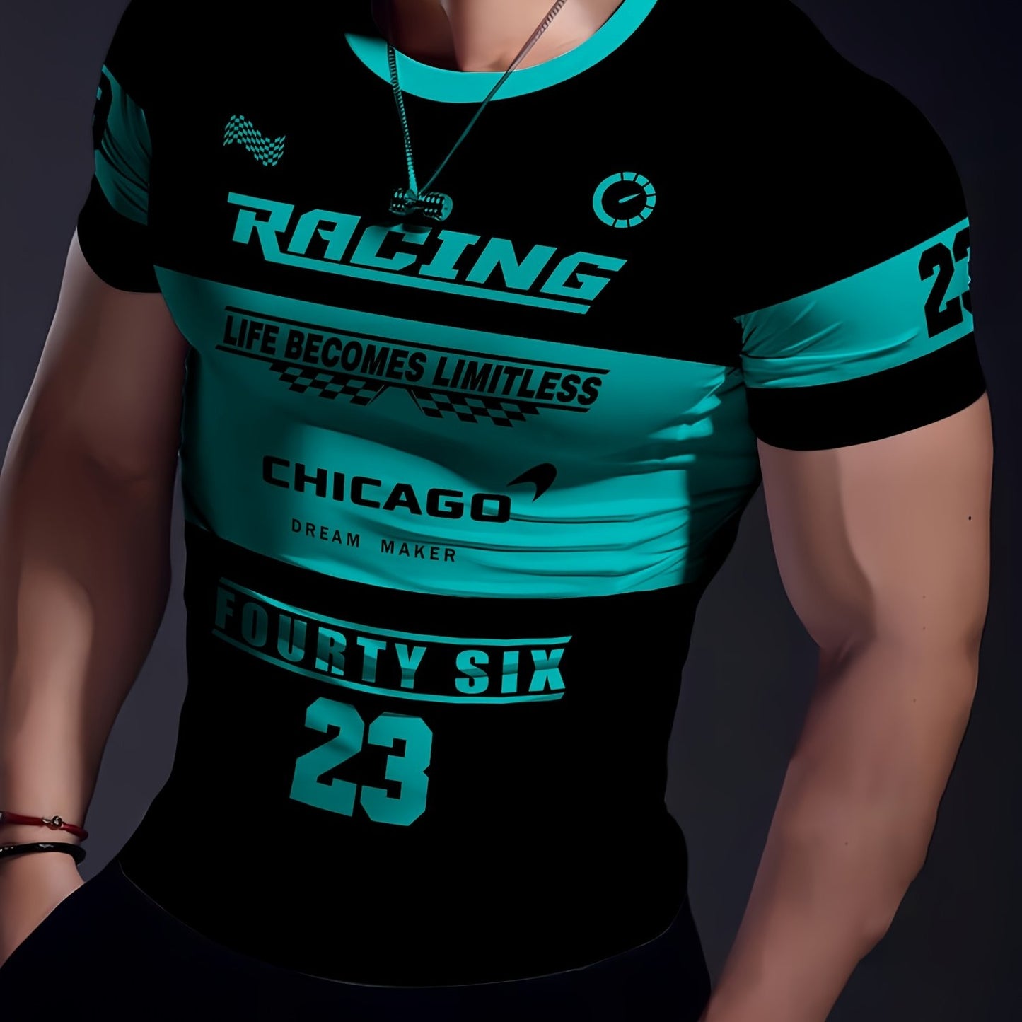 Men'S Racing Graphic T-Shirt - Bold Neon Green Black Racing Car Design, Lightweight Breathable Fabric for Motorsport Events, Casual Streetwear - Chicago Dream Maker Inspired Casual Attire, Racing Jersey, Event Apparel, Spor
