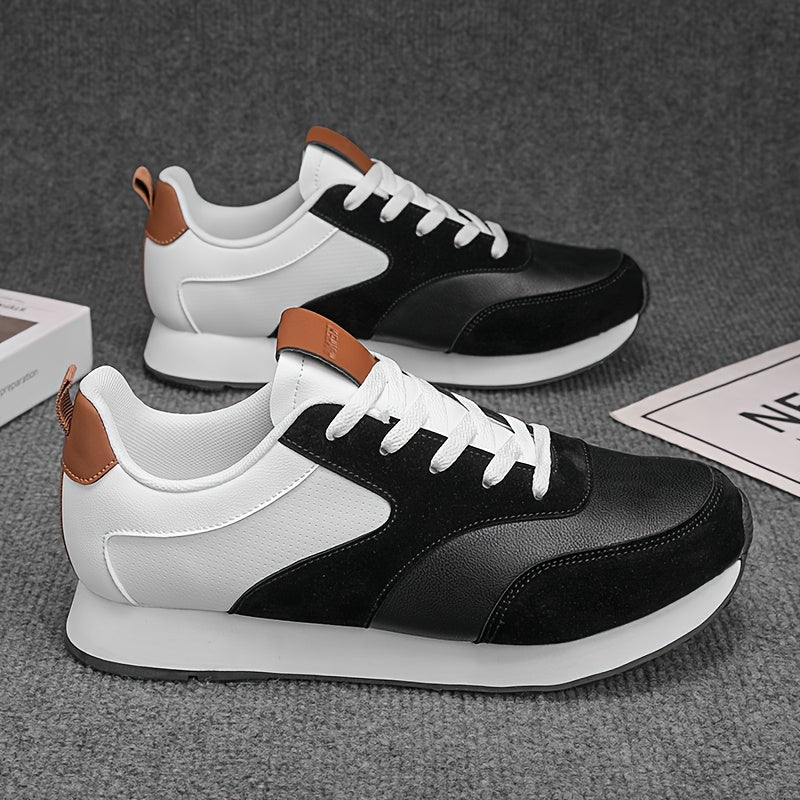 Men'S Breathable Athletic Sneakers - Lightweight, Soft, Non-Slip Running Shoes with EVA Sole for Sports, Travel Casual Wear - White Brown Two-Tone Design, Lace-Up Low Tops, All-Season Comfort, Sports Footwear, Sleek Sport