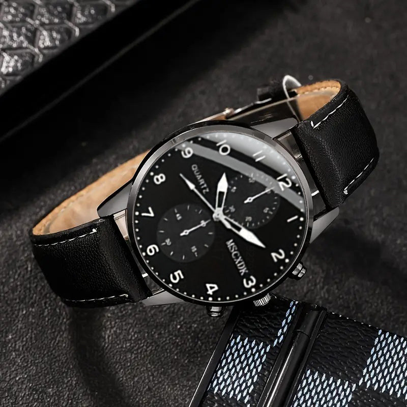 5pcs men&women's Watch Set - Stylish Casual Quartz Wristwatch, Necklace, Bracelet, Ring, and Glasses, Suitable for Women&women