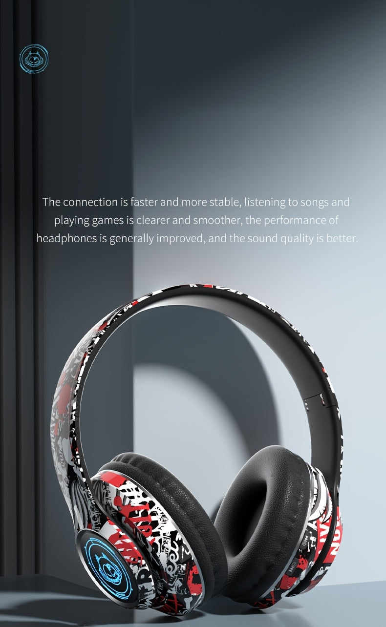Wireless Headset with Shocking Sound, HIFI Sound Quality, 50 Hours Battery Life, Support Card Playback, Wired/Wireless Connection, RGB Luminous Lamp Effect, New Upgrade/Physical Noise Reduction, Acoustic Fidelity, Non-Inducti