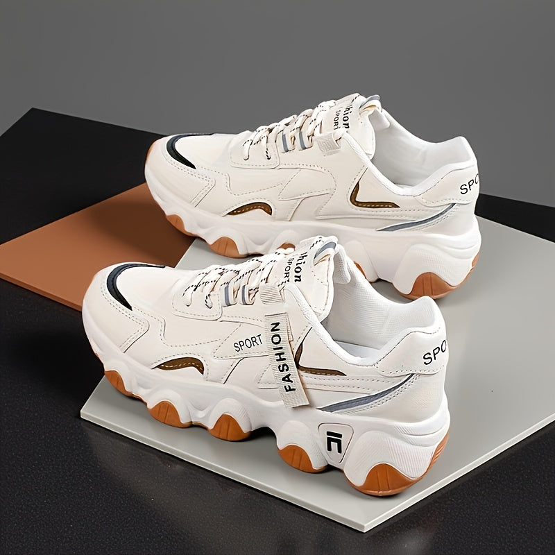 Women's Breathable Mesh Sneakers - Casual Lace-Up, Low Top Sneakers with Faux Cover PU Sole for Summer