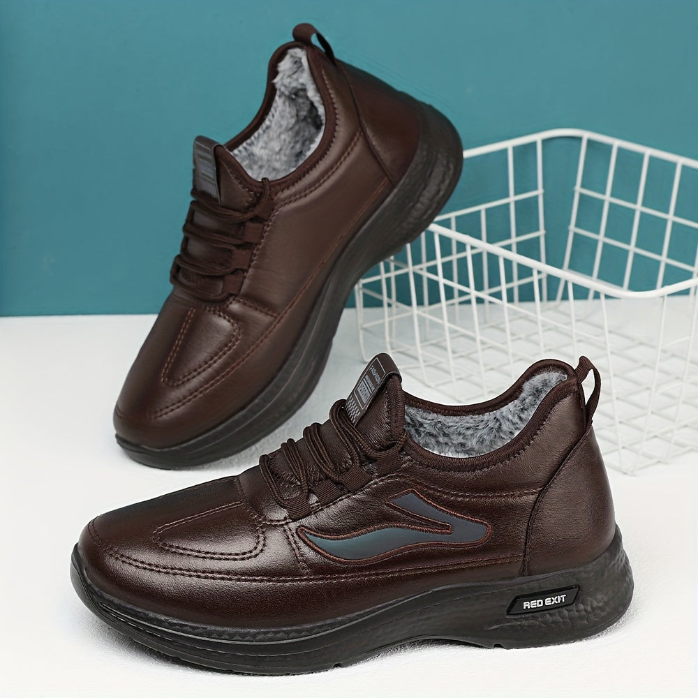 New Winter Men's Versatile Casual Sports Shoes with Fleece Lining, Warm and Comfortable Soft Sole Sneakers