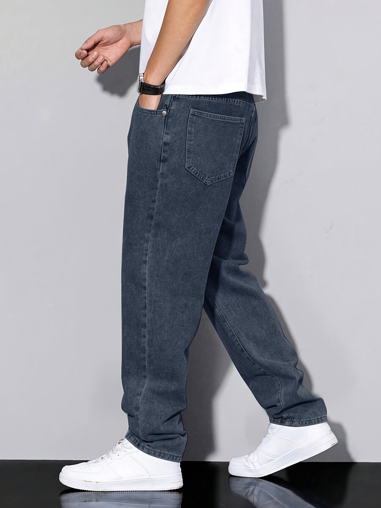Youth Casual Black Denim Straight Leg Jeans for Teens