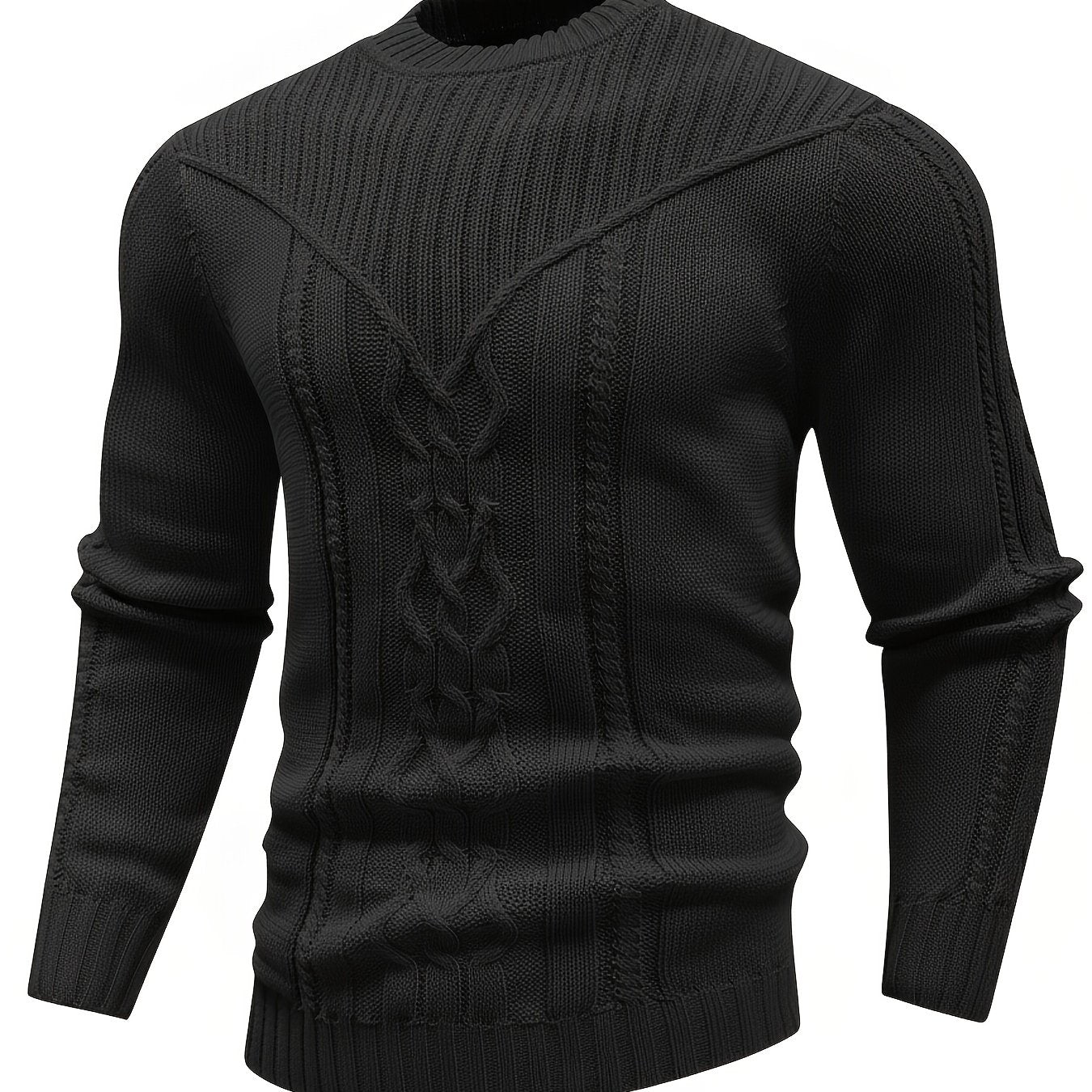 Fashion Knit Round Neck Sweater Pullover - Soft, Breathable, Medium Stretch, Long Sleeve, Casual Top for City Walks, Streets, Outings, Outdoor Activities - Perfect for Autumn and Winter