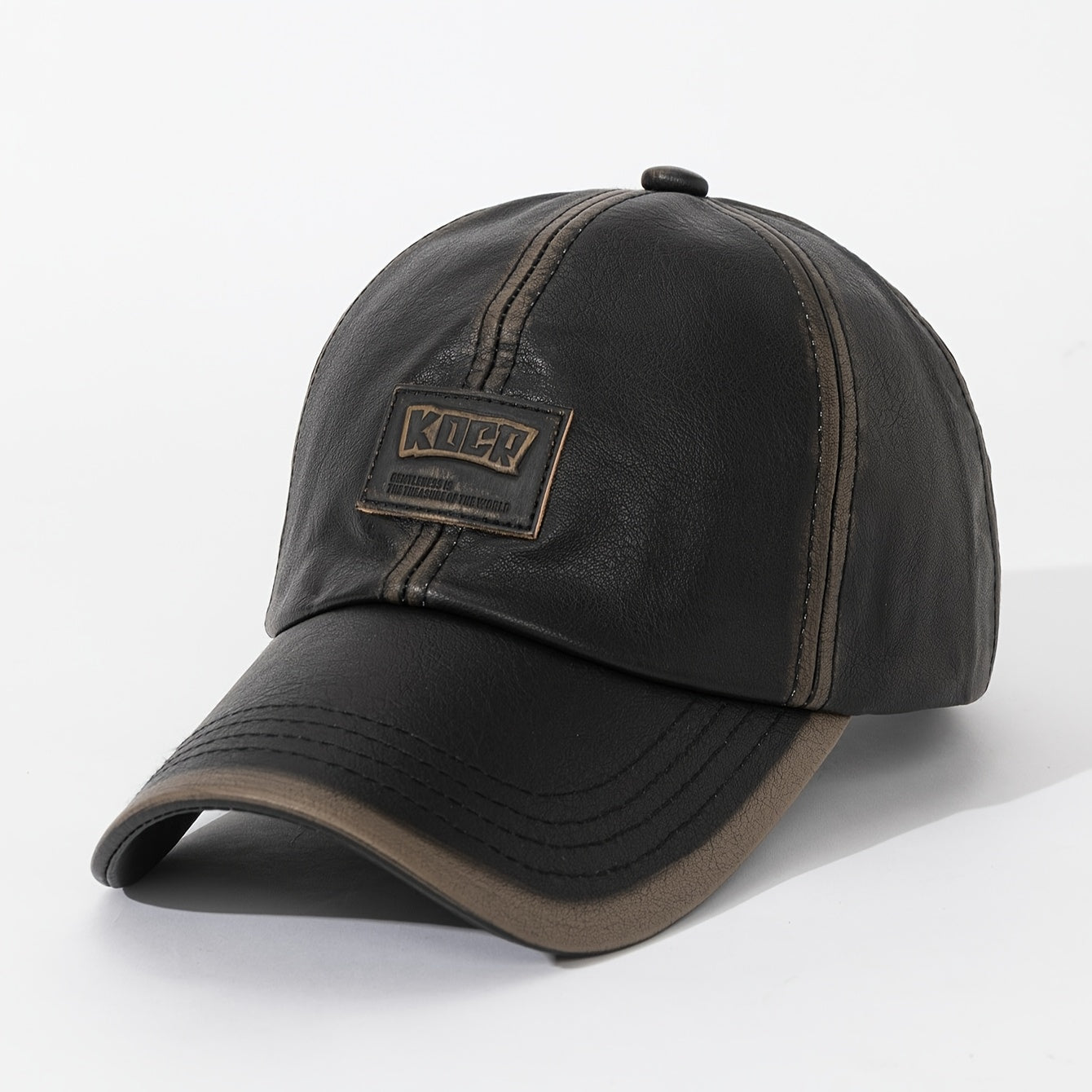 1pc/4pcs Vintage Washed PU Leather Baseball Cap for Men & Women - Adjustable High Quality Golf & Equestrian Hat, Father’s Day/Mother’s Day Gift, Casual Outdoor Sun Hat with Classic Six-Panel Design, Durable Headwear