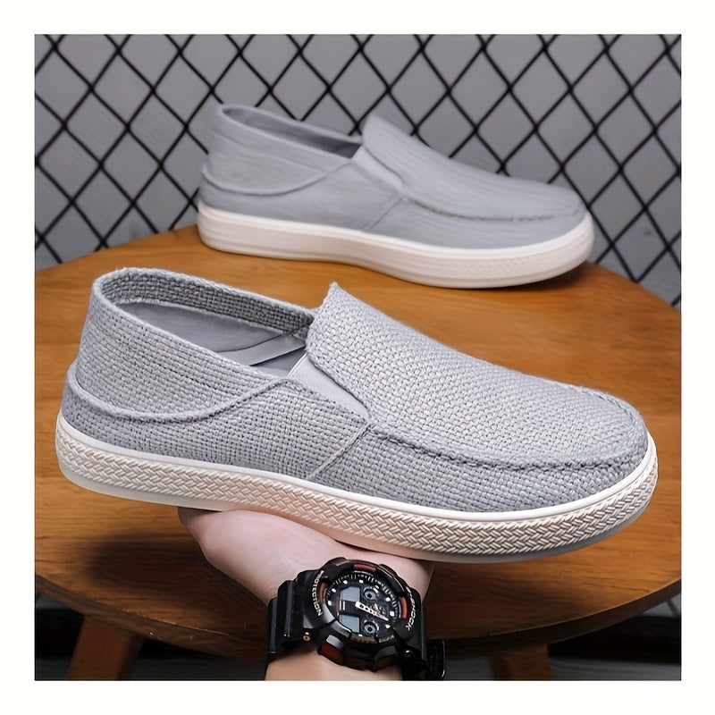 Men'S Summer Slip-On Casual Shoes - Lightweight Breathable Fabric Upper, Cushioned EVA Insole Durable TPU Sole for Outdoor Travel, Parties, Hiking, Walking - Beige, Party Footwear, Minimalist Design, Comfortable Fit
