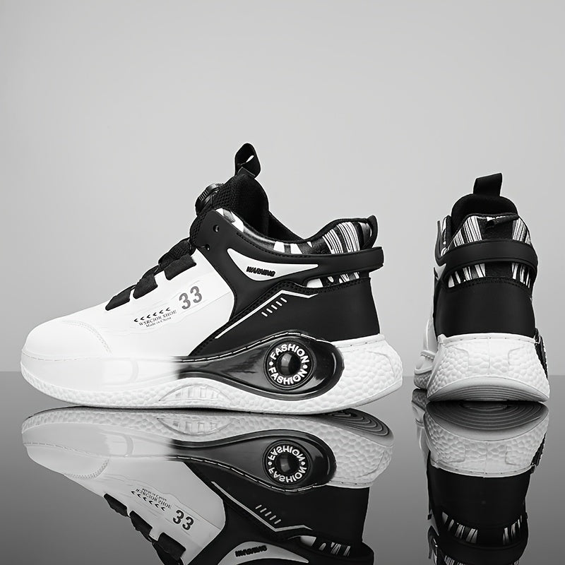 Men's Fashionable High-Top Sneakers with Rotating Buckle - Versatile, Breathable Running Shoes for All Seasons