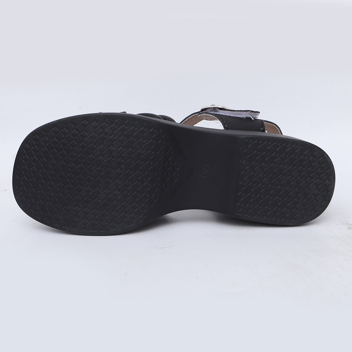 Women'S Plus Size Fashion Platform Sandals - Black Open Toe with Buckle Closure, Thick Sole, PU Cover, Comfortable Summer Shoes for Casual Wear, Strappy Sandals