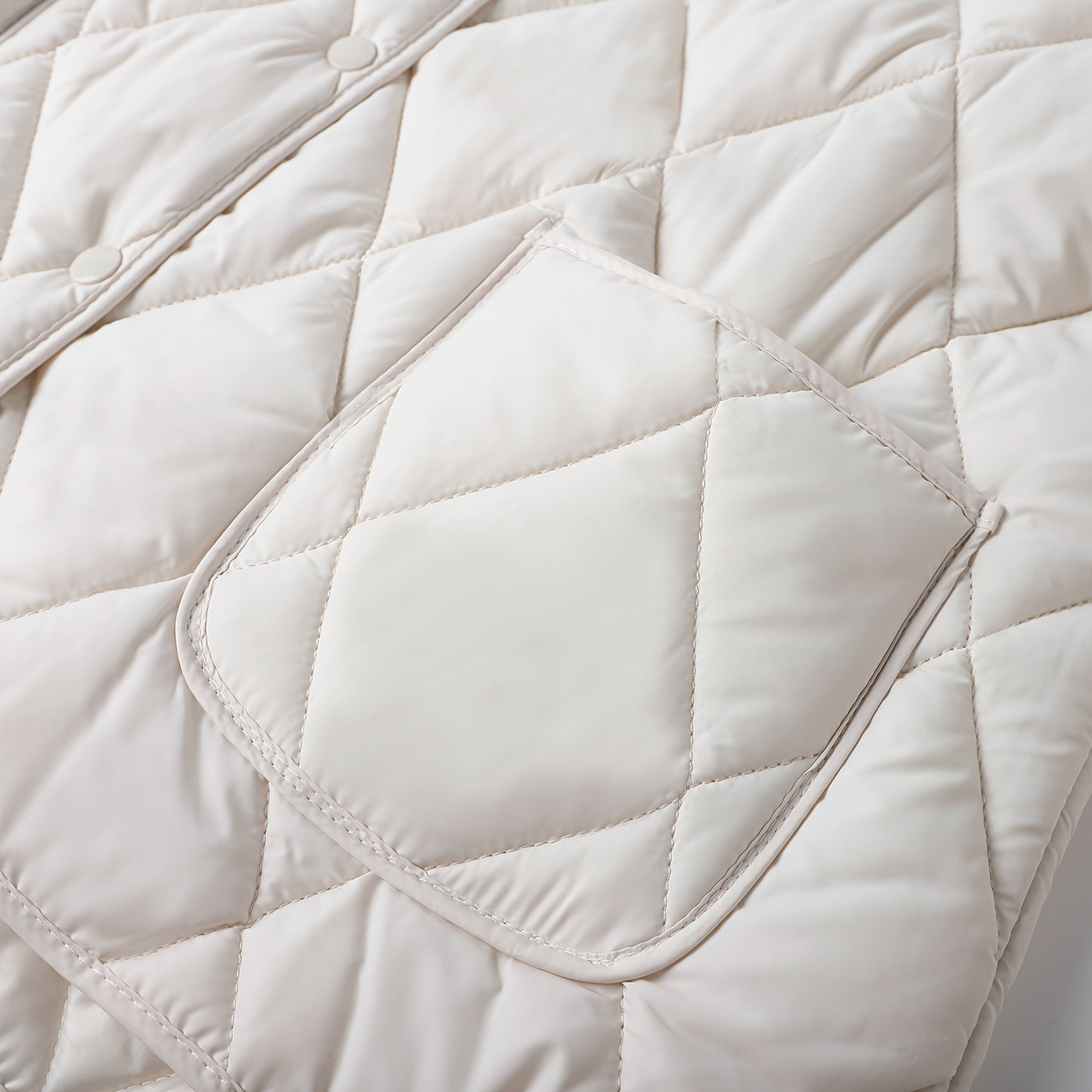 Women'S Elegant Beige Quilted Jacket - Long Sleeve, Button-Up, Stylish Autumn & Winter Coat, 100% Polyester Non-Stretch Fabric, Casual Style, Regular Fit, Autumn Winter Jacket|Quilted Jacket|Stylish Jacket