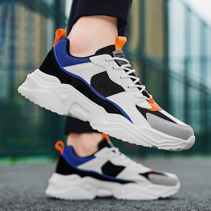 Men's casual sports shoes, thick-soled multi-color block Men's casual shoes, low-top street fashion breathable mesh shoes, suitable for daily leisure, running, jogging and other outdoor activities