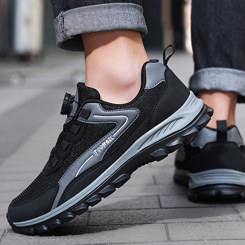 Men'S Lightweight Breathable Outdoor Walking Shoes - Low-Top Comfortable Sneakers with EVA Cushioning, Fabric Upper Sole for Hiking, Jogging, Casual Wear - Black/White Striped Design, Hiking Shoes, Jogging Footwear, Stylish
