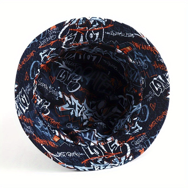 Letter Printed Bucket Hats For Men And Women - Outdoor Sun Protection Double-Sided Hats