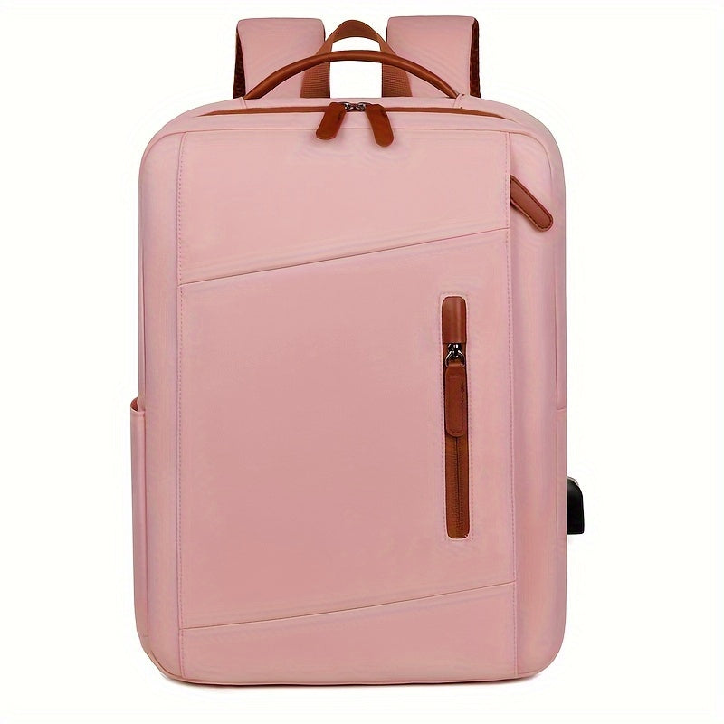 Stylish Lightweight Laptop Backpack - Adjustable Shoulder Straps, Multiple Compartments, USB Charging Port, Perfect for Commuting, School, Travel Business, Casual Style, Polyester Lining, Secure Zipper Closure, Laptop Carry