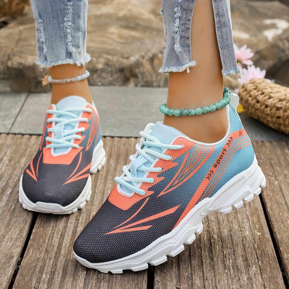 Women'S Breathable Lightweight Walking Shoes - Neon Green Black Striped Design, Lace-Up Sneakers with EVA Cushioned Sole for All-Season Comfort, Casual Outdoor Footwear, Ladies Sneakers, Modern Striped Design, Synthetic Fau
