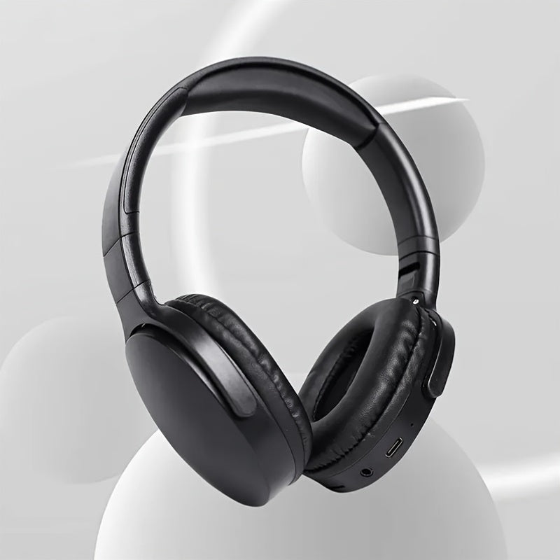 Beige Wireless Headphones, High Fidelity Stereo Sound, Foldable Design, Suitable for Travel and Sports, Compatible with Mobile Phones, Button Volume Control, USB Type-C Charging, Rechargeable Lithium Polymer Battery, Non-Wate