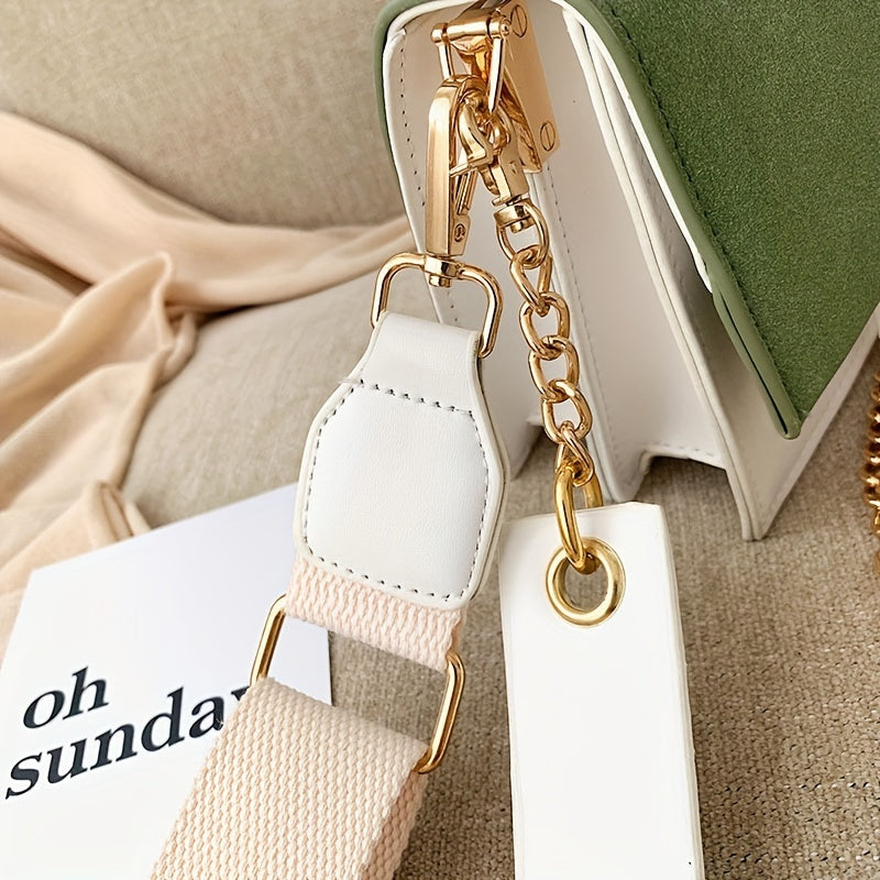 Chic Mini Crossbody Bag for Women - Stylish Synthetic Faux Leather with Golden Chain Strap, Buckle Closure, and Decorative Painted Edges - Perfect for Phone & Essentials