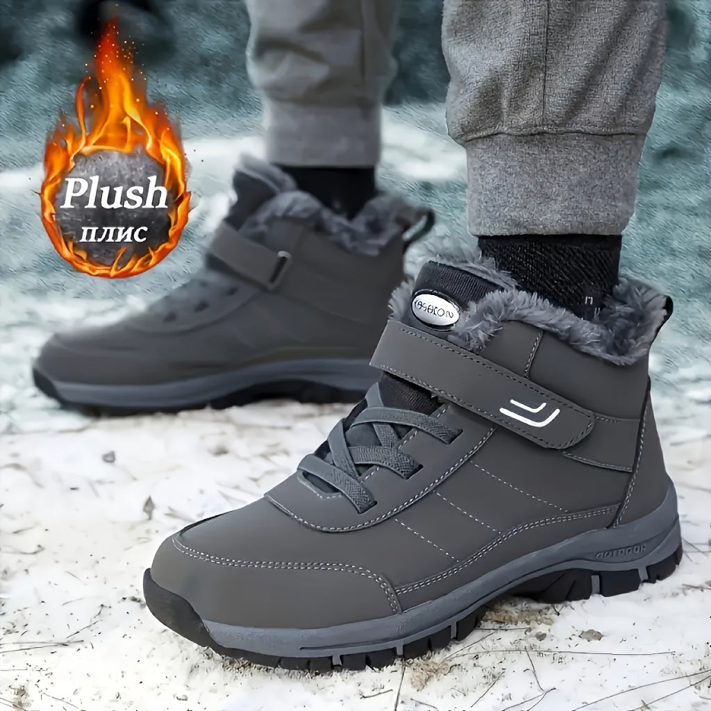 Men's & Women's Heavy-Duty Winter Snow Boots - Thick Short Boots with PU Upper, Rubber Sole & Striped Tread - Hiking, Mountaineering, Ice Climbing Shoes - Warm Cold Weather Footwear (Unisex Sizes Available)