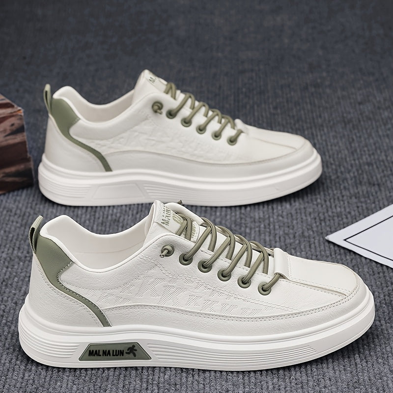 1 Pair Of Oversized Men'S Breathable Lace Up Sports Shoes, Board Shoes, Versatile And Wear-resistant Skateboard Shoes, White Shoes
