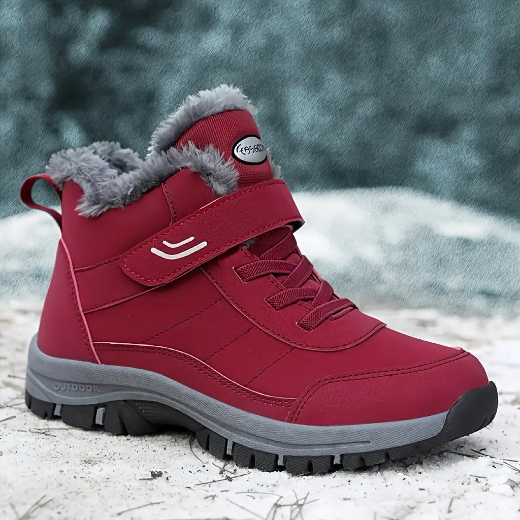 Men's & Women's Heavy-Duty Winter Snow Boots - Thick Short Boots with PU Upper, Rubber Sole & Striped Tread - Hiking, Mountaineering, Ice Climbing Shoes - Warm Cold Weather Footwear (Unisex Sizes Available)