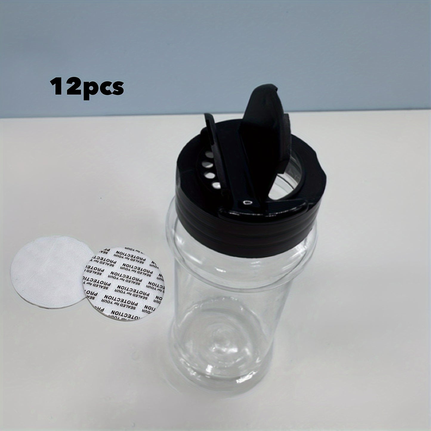 6/12pcs, Storage Containers, 3.5OZ Leakproof Seasoning Containers With Black Screw Lids, Portable Empty Clear Spice Sealing Jars For Spice, Powder, Chili And Salt, Kitchen Organizer And Storage, Kitchen Accessories - ayq