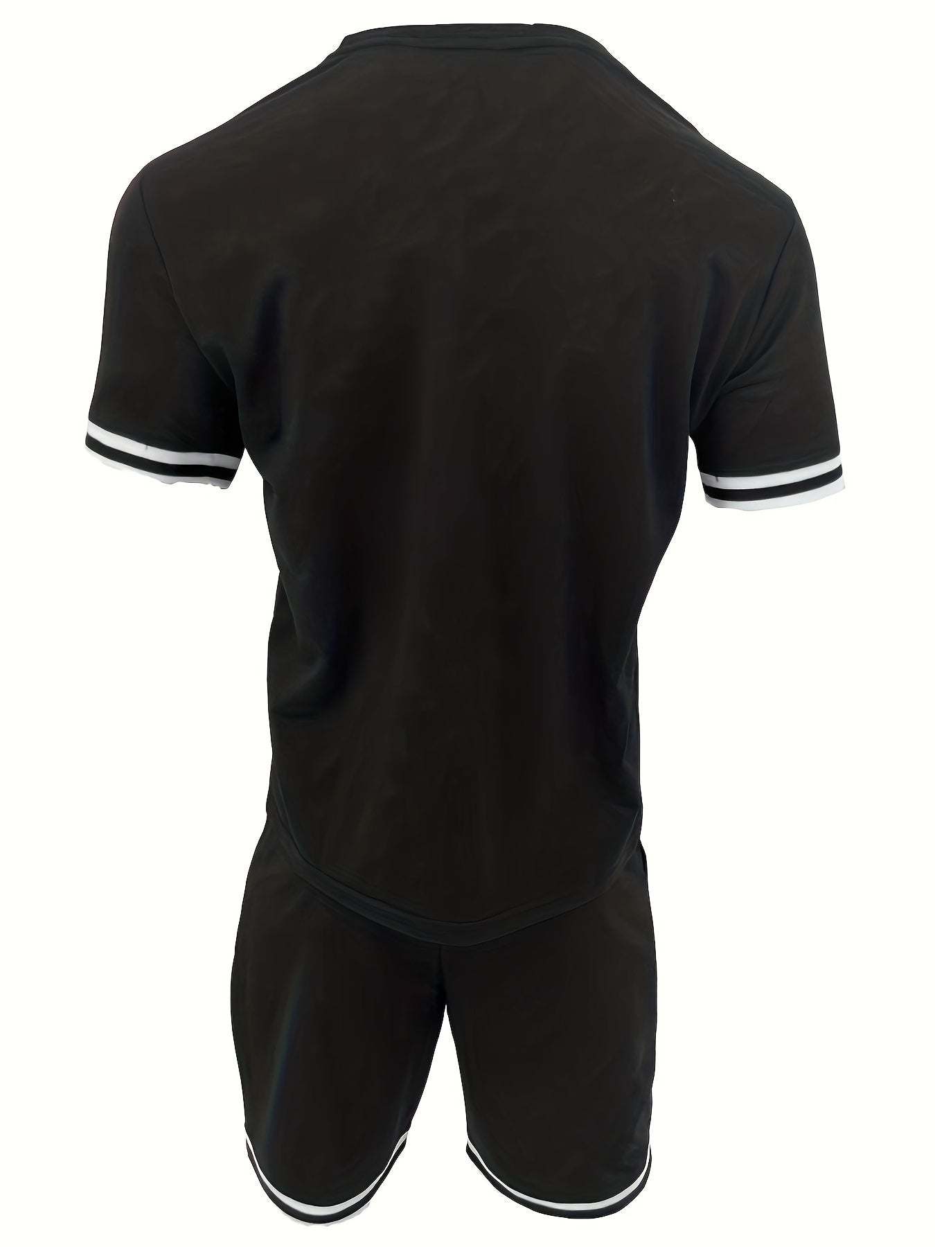 2025 New Casual Men's Set Round Neck Short Sleeve T-Shirt Summer Drawstring Shorts Solid Color Men's Suit