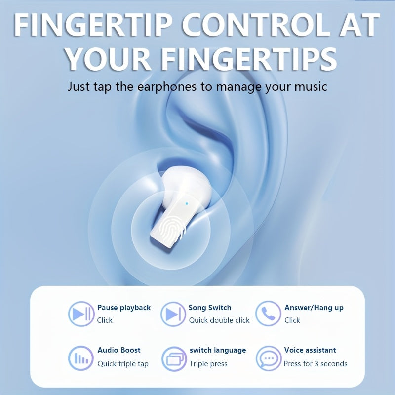 2025 New Style True Wireless in-ear sports music headset mini Earbuds TWS HIFI bass Stereo HD calling Stereo Earphones for Android for iPhone Cellphone gaming Earpieces smart couples headphones, New Senyang