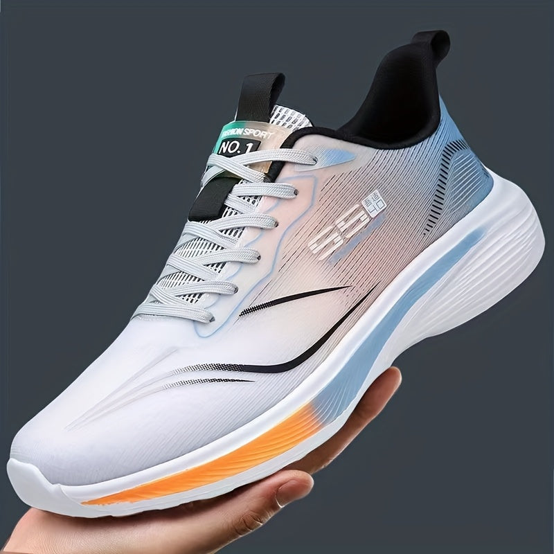 Men'S Breathable Mesh Running Shoes - Lightweight, Non-Slip, Shock-Absorbing Sneakers with Air Cushion Technology for Gym, Hiking Casual Wear - Black White Design, Gym Shoes