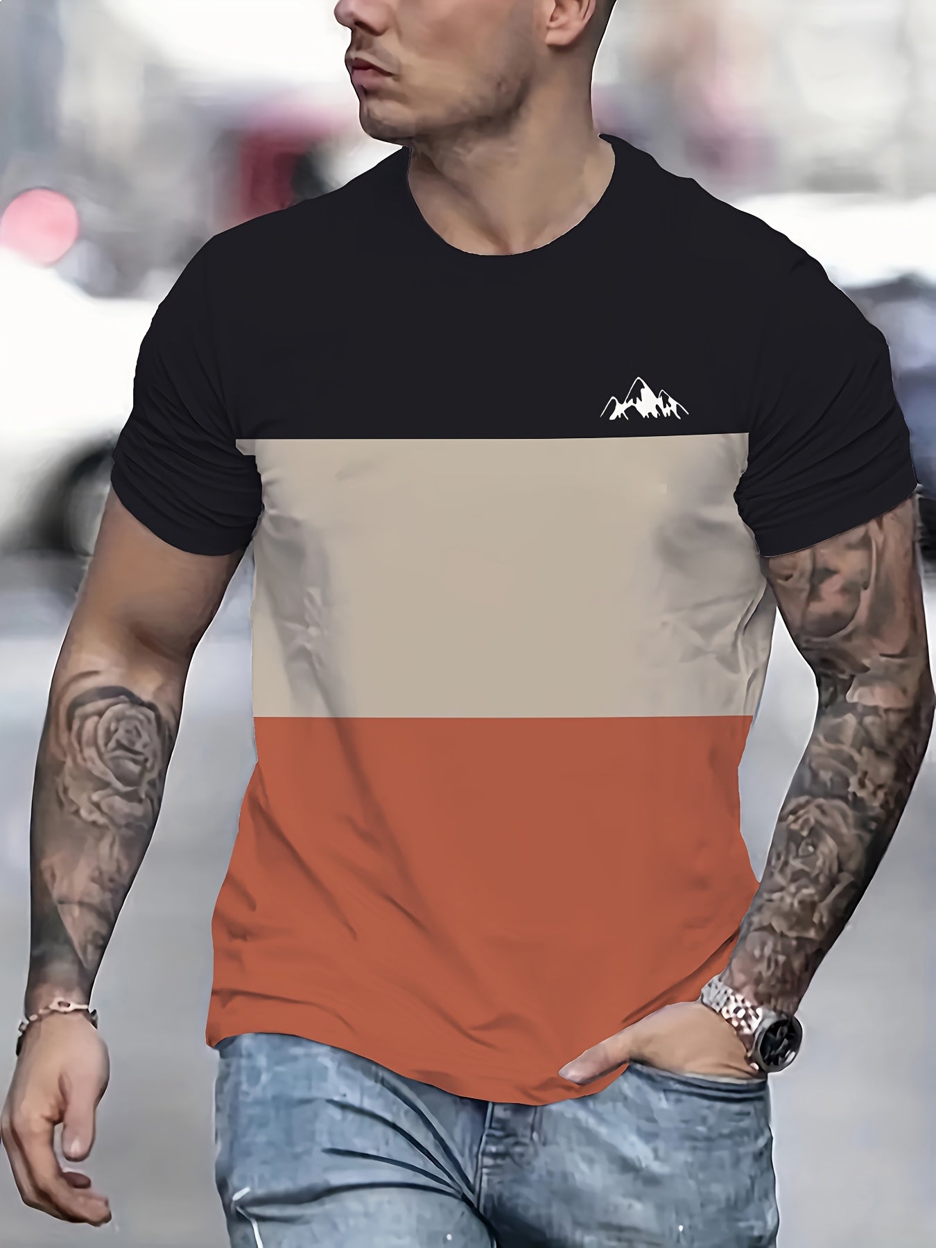 Men'S New Striped Quick-Dry T-Shirt, Featuring 3D Printing, a Round Neck, Mesh Fabric, Short Sleeves, Perfect for Casual Wear And Fitness.