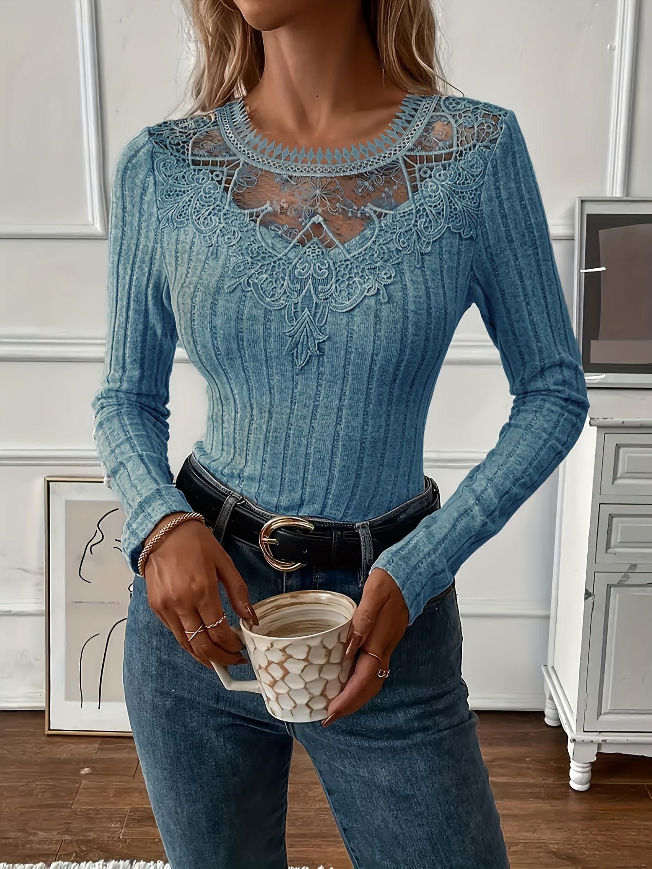 Directional Women'S French Lace Long Sleeve T-Shirt