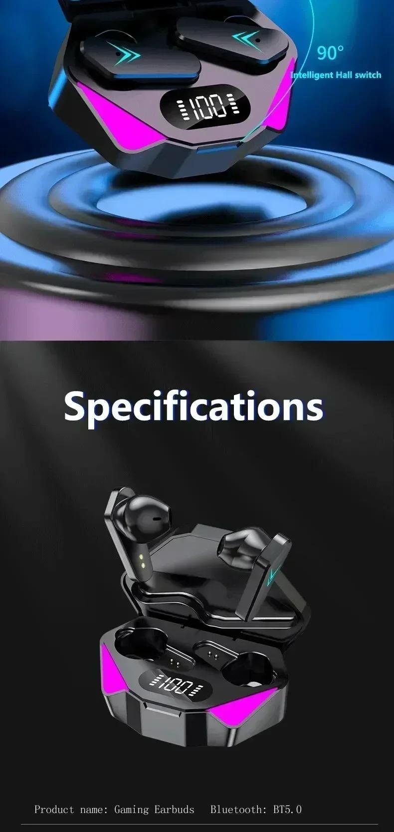 NEW X15 Earphones Bluetooth Wireless Gamer Headphones 65ms Low Latency Earbuds Fone Gamer Headset Gamer with Mic Handfree