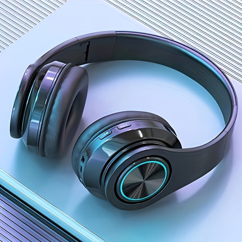 Wireless Headset with Shocking Sound, HIFI Sound Quality, 50 Hours Battery Life, Support Card Playback, Wired/Wireless Connection, RGB Luminous Lamp Effect, New Upgrade/Physical Noise Reduction, Acoustic Fidelity, Non-Inducti