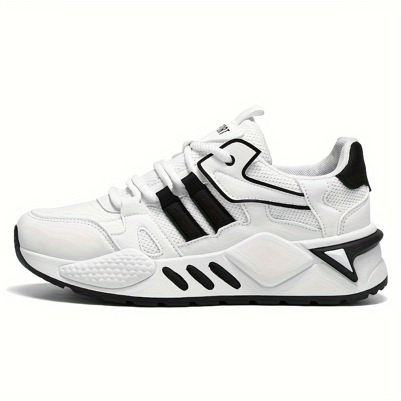 Men's Breathable Mesh Running Sneakers - Lightweight, Comfortable, and Durable Low-Top Sneakers for Casual and Sporty Wear, Versatile Trainers Modern Sneakers Stylish Stripes