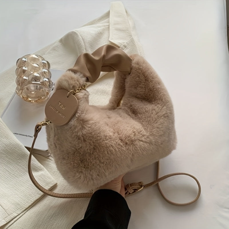 Women'S Handbag, Trendy And Versatile Plush Tote And Crossbody Bag for Autumn And Winter, Suitable for Daily Commuting Outfits, Perfect Birthday Gift for Women