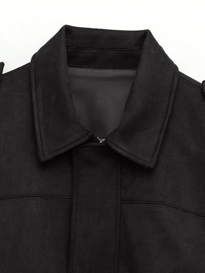 Women'S Vintage Bomber Jacket - Loose Fit Long Sleeve Zip-Up with Drop Shoulder Design, Brown Casual Outerwear for Fall/Winter, Non-Stretch Fabric, Perfect for Casual Attire, Autumn Winter Jacket | Vintage Bomber Style | Zipp