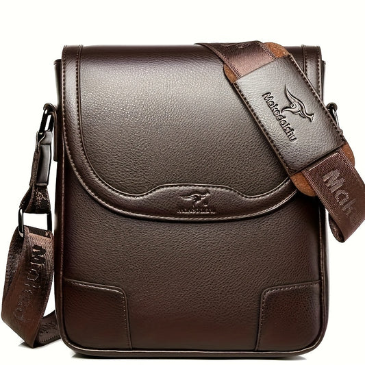 1pc KANDIDER Men's Fashion Crossbody Bag - Brown Vertical Shoulder Satchel with Adjustable Strap, Large Capacity for Business  Casual Travel