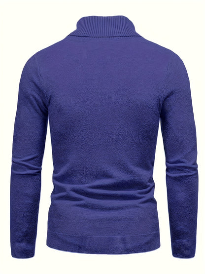 Men's Fall/Winter High Neck Viscose Sweater - Casual Skinny Fit