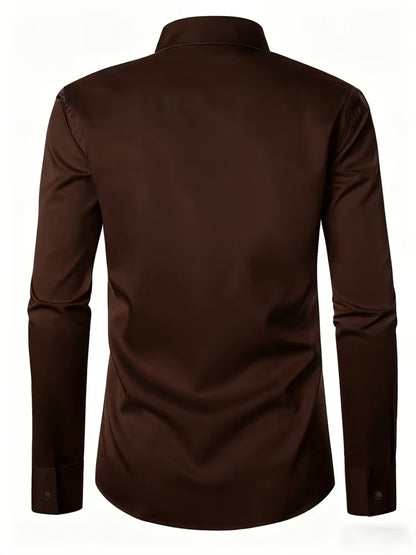 Men's Casual Business Shirt Short Sleeve Polyester Top