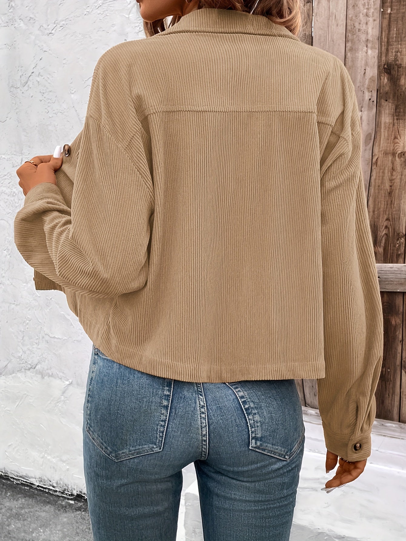 Women'S Elegant Pink Button-Up Jacket with Flap Pockets - Casual Fall Outerwear, Long Sleeve, Button Detail, Polyester Blend, Machine Washable, Casual Outerwear | Buttonup Jacket | Polyester Blend Jacket