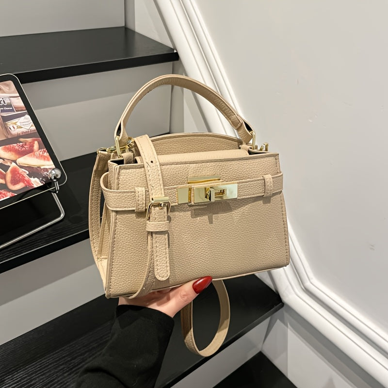 Women’s Solid Color PU Crossbody Bag with Adjustable Strap