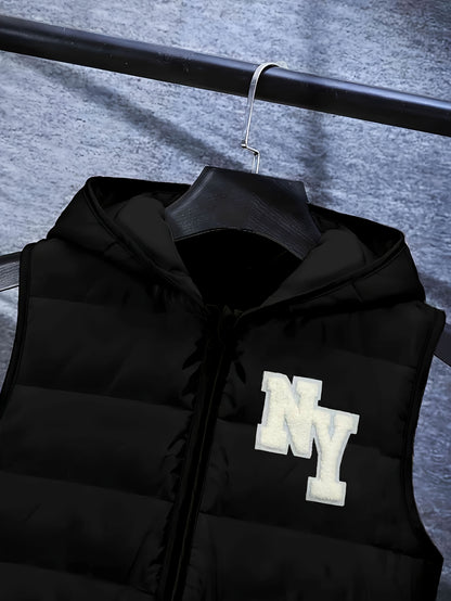 3pcs Boys' Winter Warm Uniform Set - NY Logo Lettered Jacket, Sweatshirt & Pants with Numbered Parch-Like Strips (8-12 Years) | Machine Washable 3pcs Outfit for, & Cold Weather | Non-Stretch Layered Clothing, Perfect for Outd